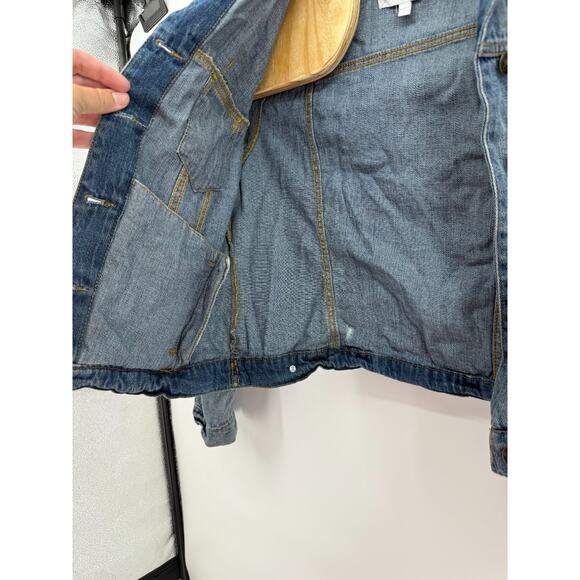 dELiA's Y2K Boho Southwestern Retro Denim Cropped Jean Jacket Large Festival - Picture 10 of 13